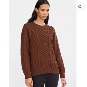 Aritzia Brown Cable Knit Sweater